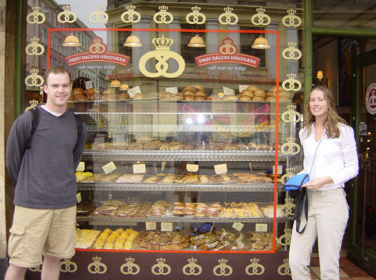 Jamie & Andrew admiring the calories, July 2002.